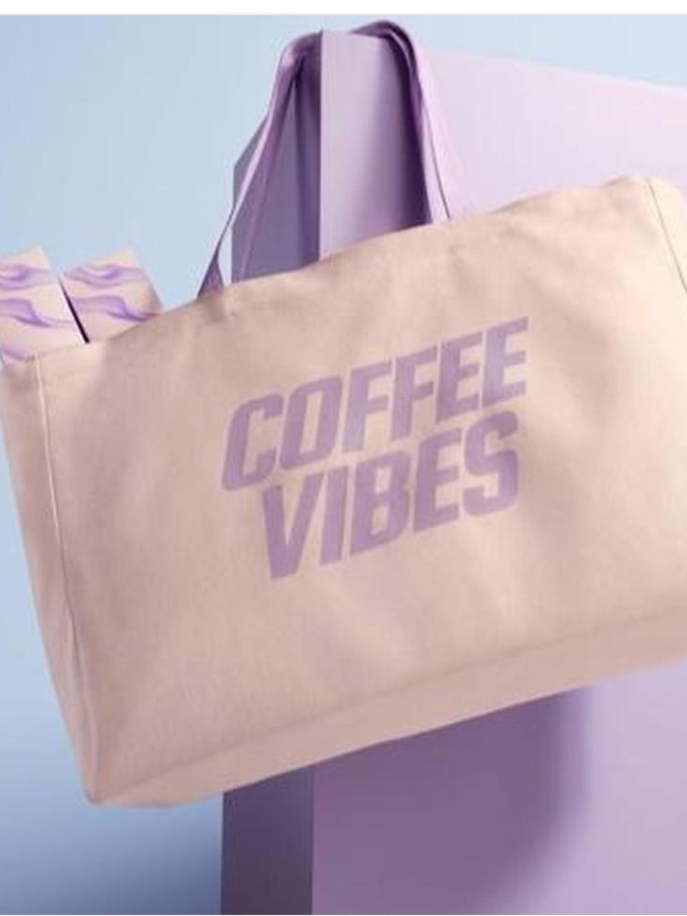 Nespresso coffee ☕️ tote bag with purple COFFEE VIBES text